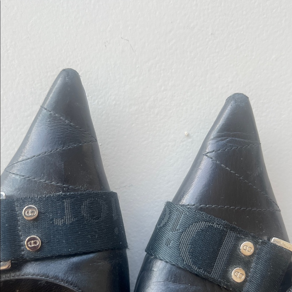 Dior Black Pointed Flats with Buckle - Picture 3 of 6